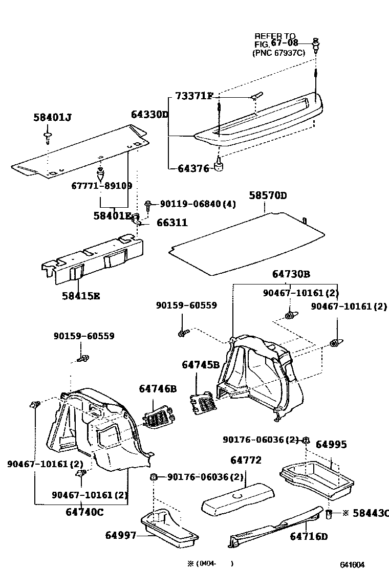 Toyota COROLLA 底板和底板装饰罩 EPC diagram — 641604A