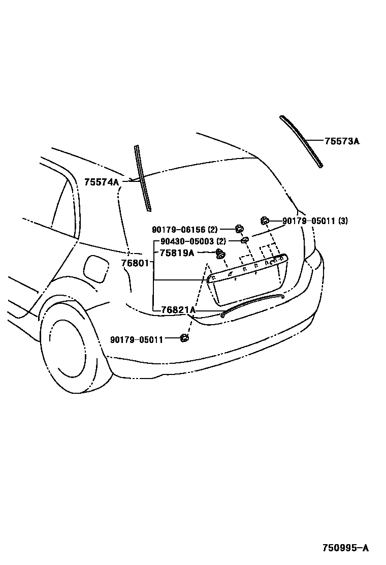 Toyota COROLLA 后防护条 EPC diagram — 750995A