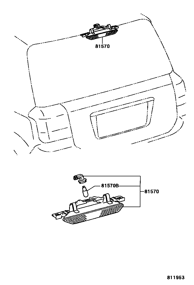 Toyota COROLLA 高位刹车灯 EPC diagram — 811953
