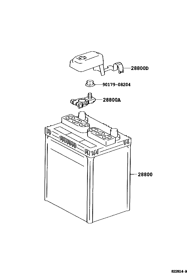 Toyota COROLLA 蓄电池和蓄电池电缆 EPC diagram — 822814A
