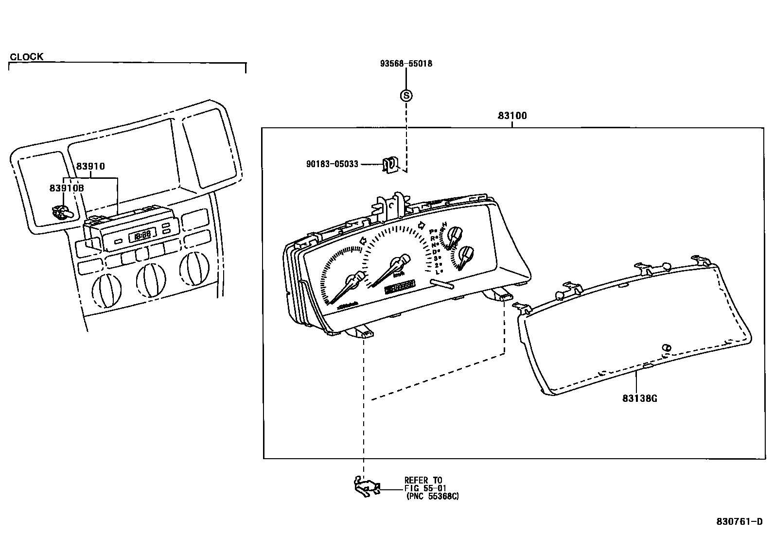 Toyota COROLLA 仪表 EPC diagram — 830761D