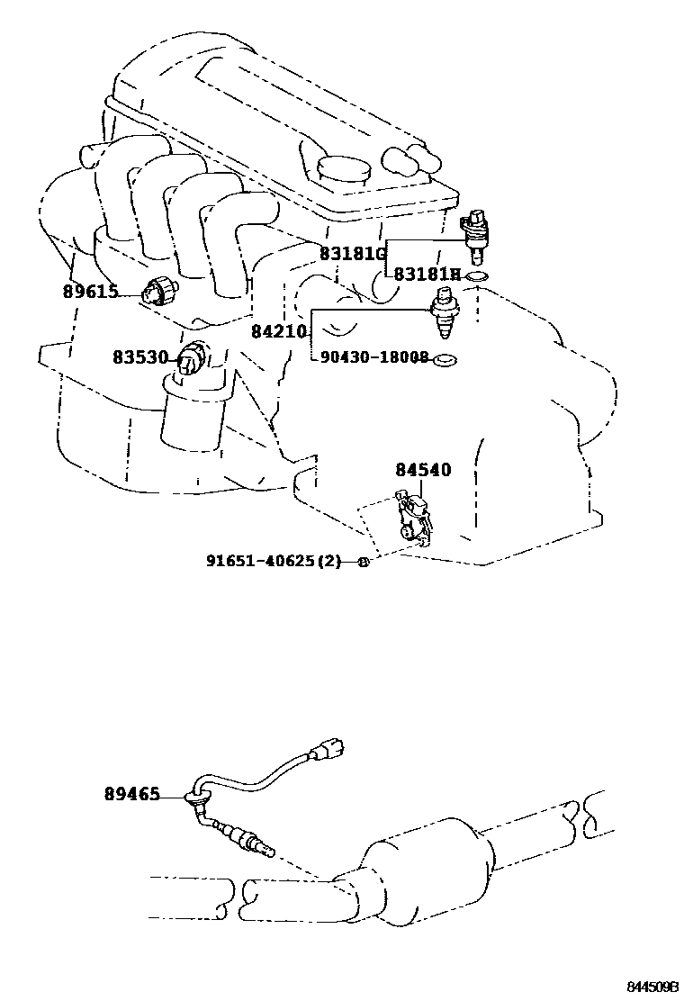 Toyota COROLLA 开关和继电器和ECU EPC diagram — 844509B
