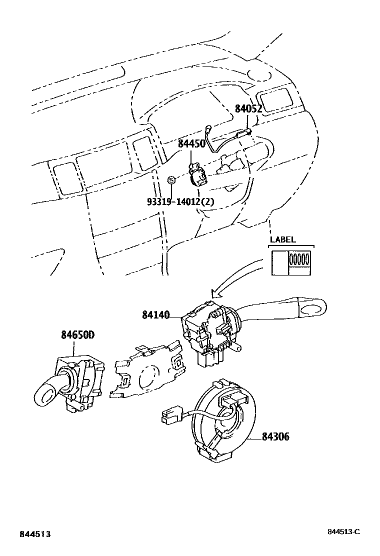 Toyota COROLLA 开关和继电器和ECU EPC diagram — 844513C