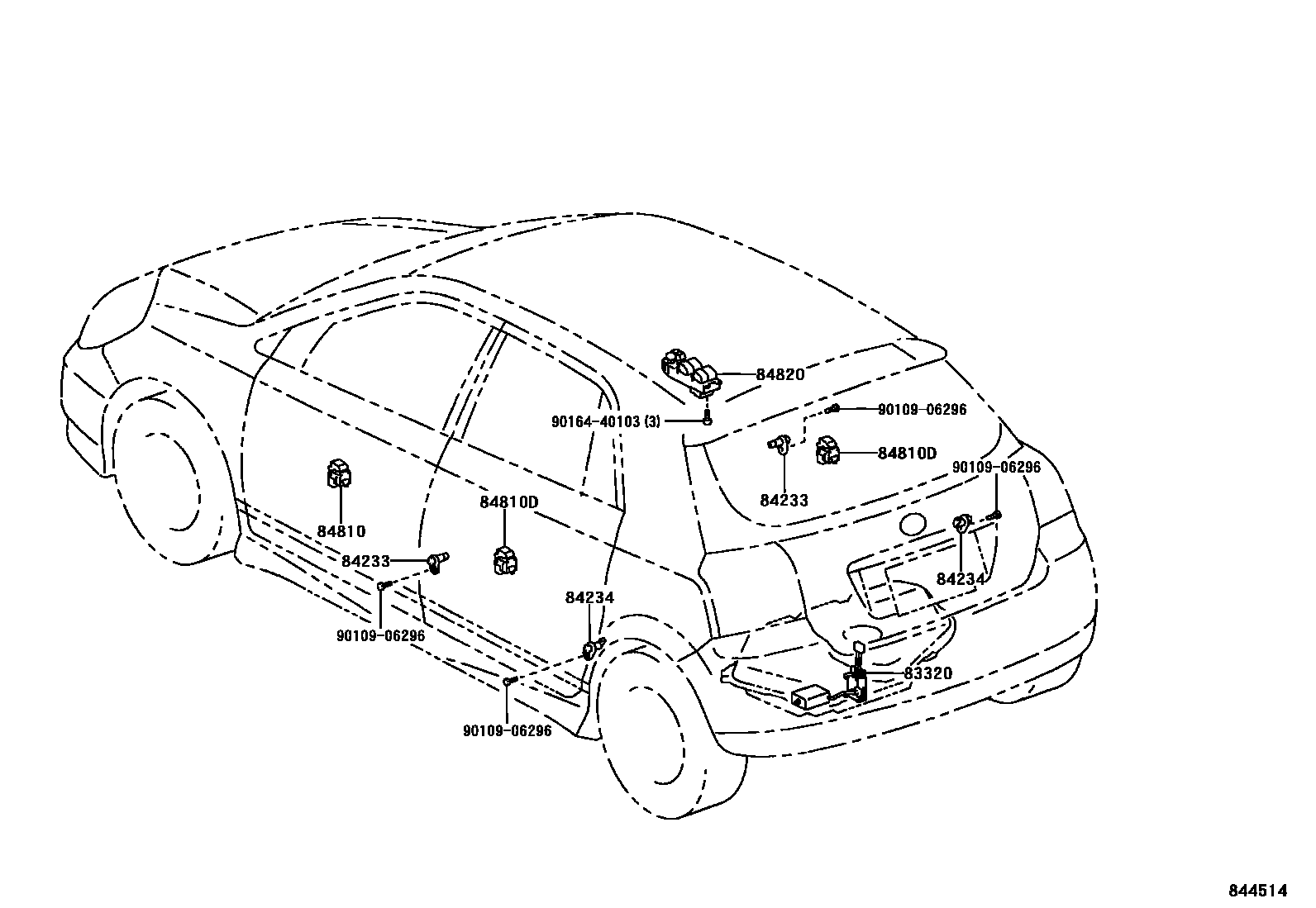 Toyota COROLLA 开关和继电器和ECU EPC diagram — 844514