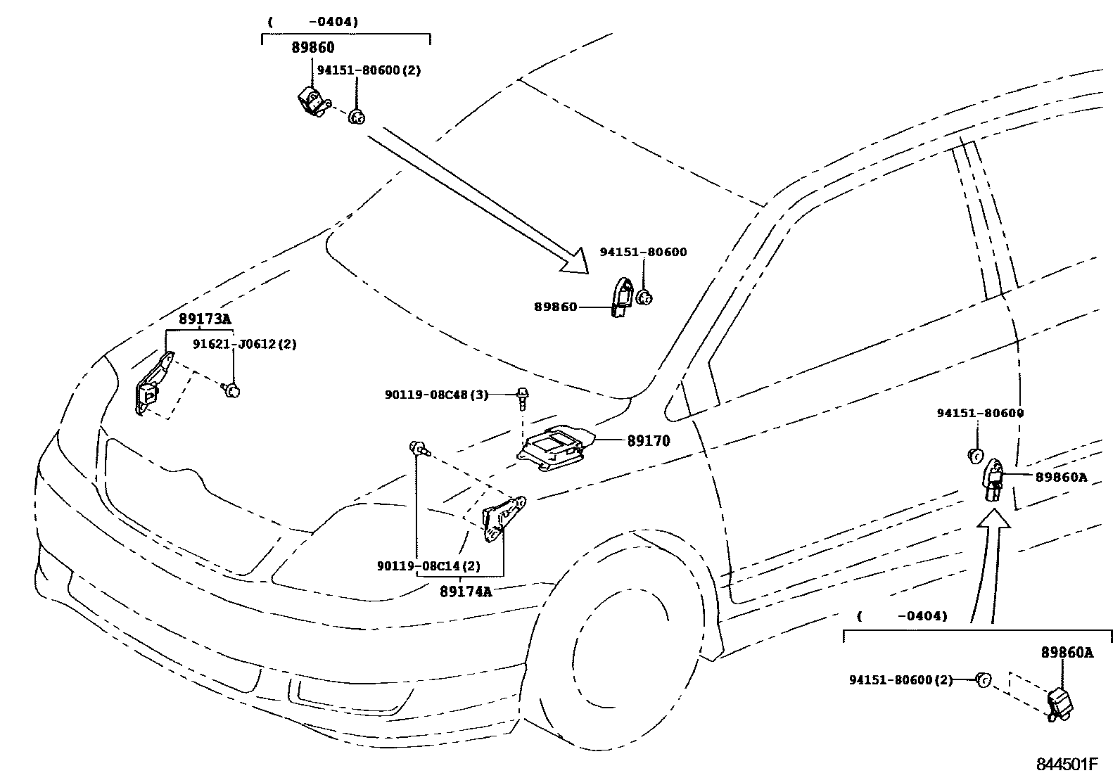 Toyota COROLLA 空气囊 EPC diagram — 844501F