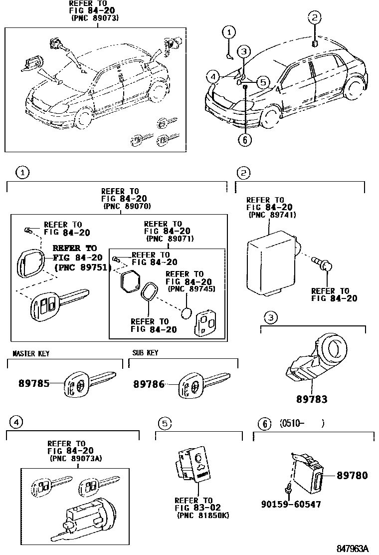 Toyota COROLLA 防盗装置 EPC diagram — 847963A