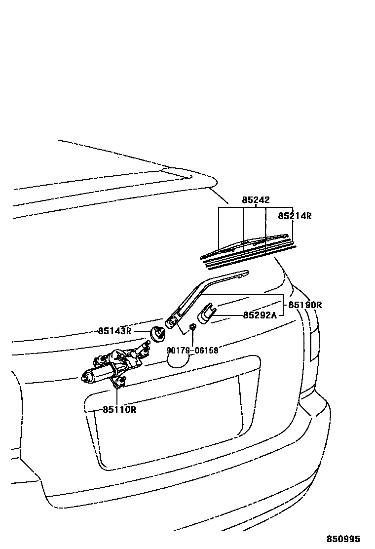 Toyota COROLLA 后刮水器 EPC diagram — 850995