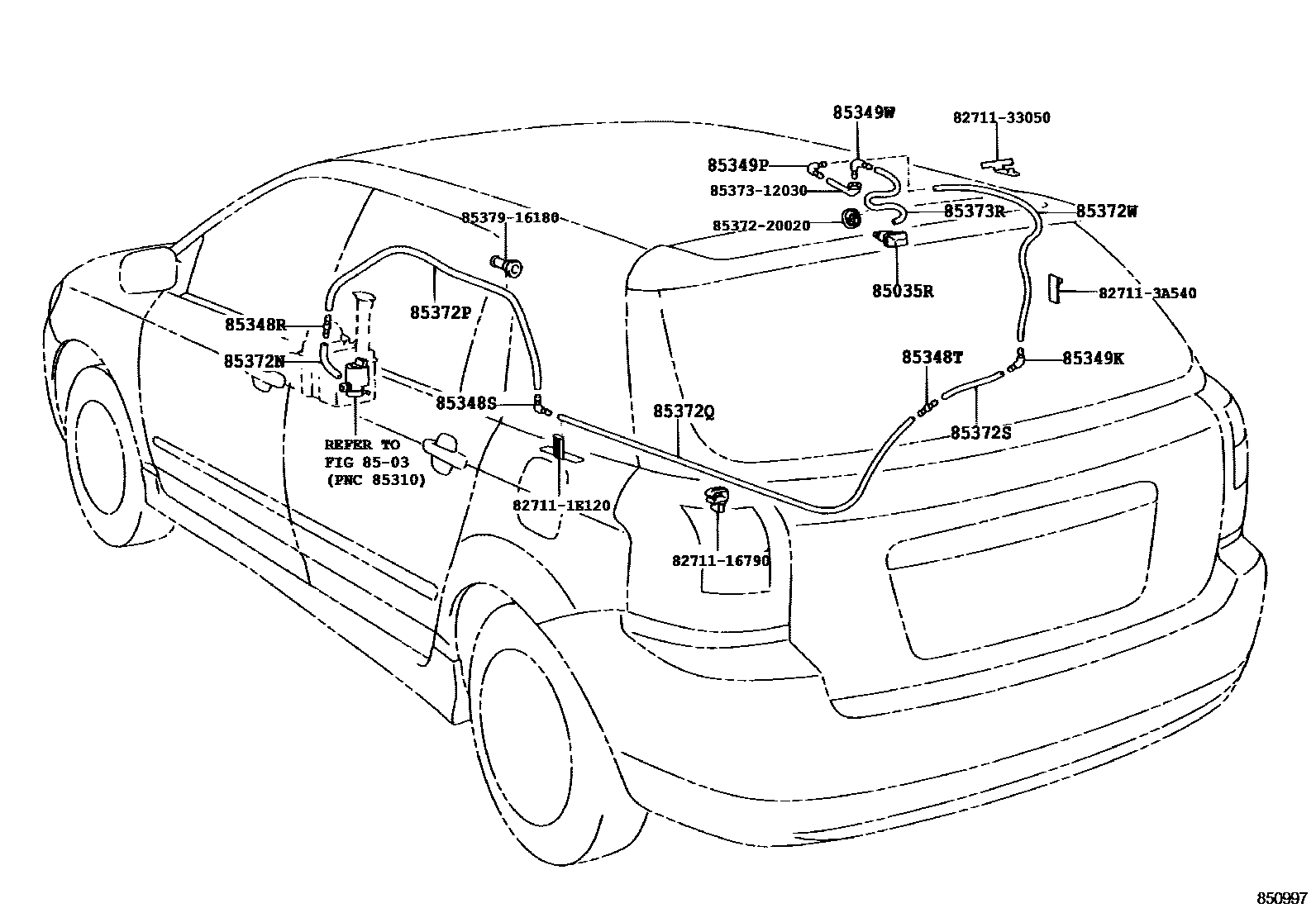 Toyota COROLLA 后清洗器 EPC diagram — 850997C