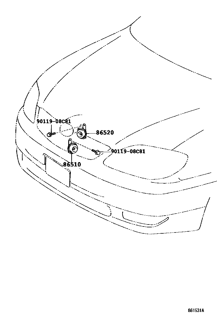 Toyota COROLLA 喇叭 EPC diagram — 861531A