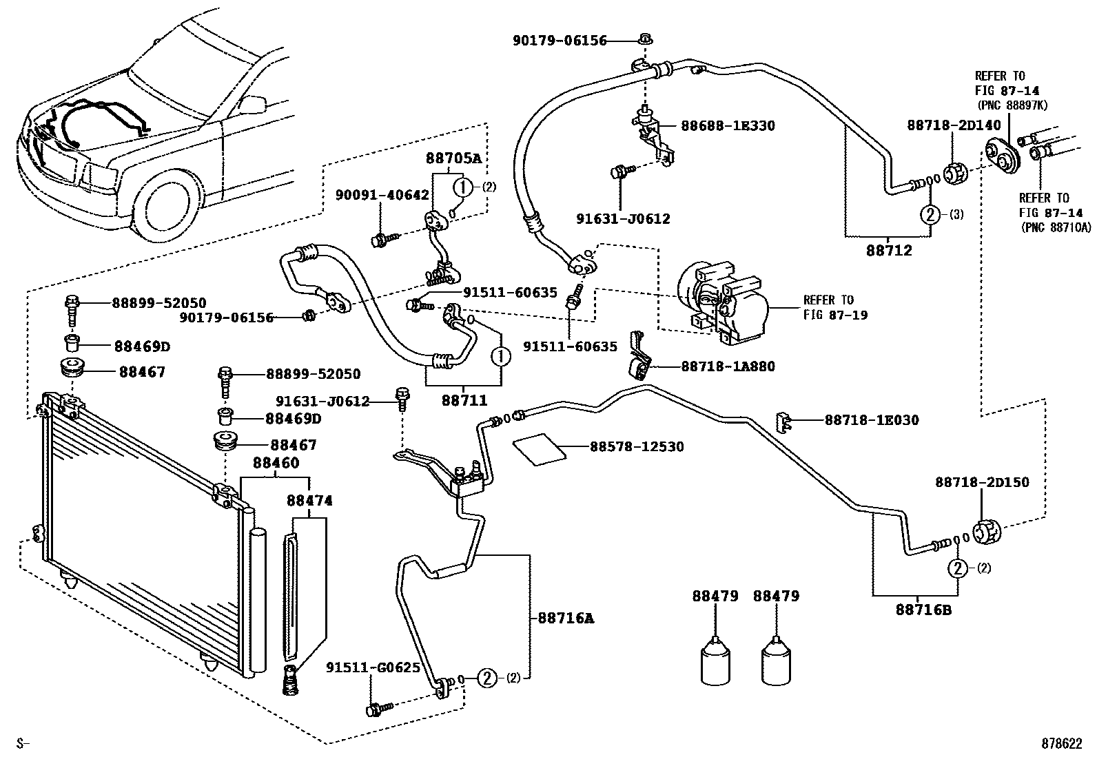 Toyota COROLLA Heating & Air Conditioning - Cooler Piping EPC diagram — 878622
