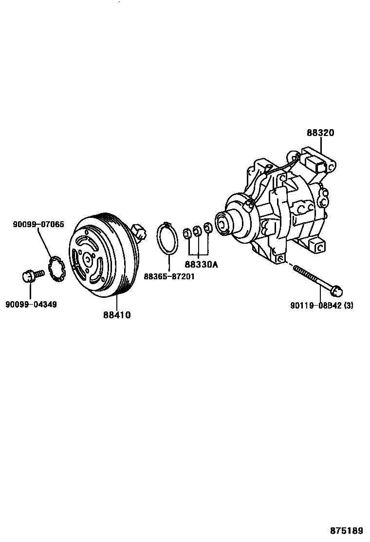Toyota COROLLA Heating & Air Conditioning - Compressor EPC diagram — 875189