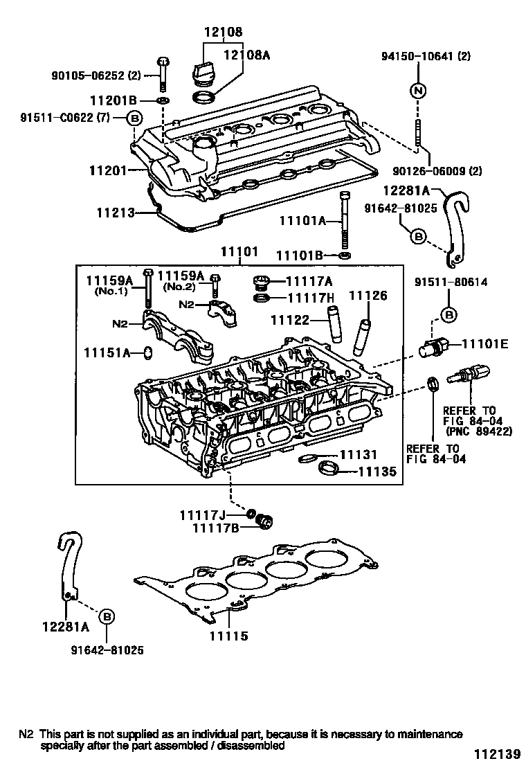 Toyota COROLLA Cylinder Head EPC diagram — 112139