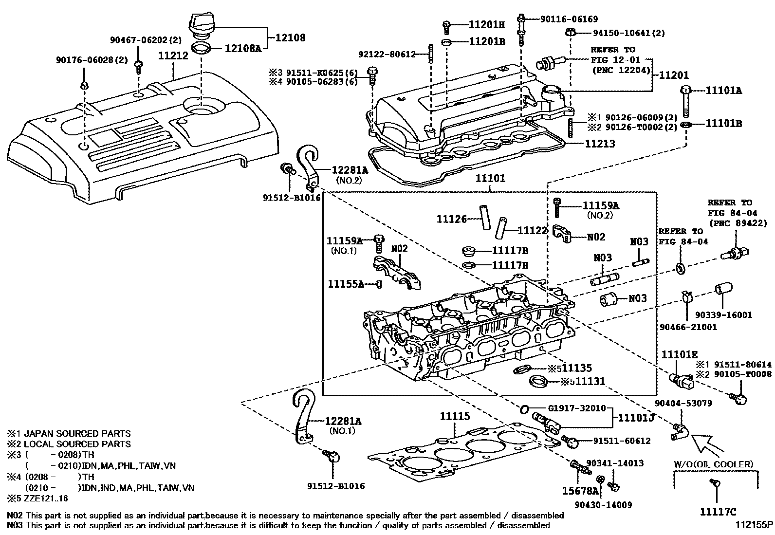Toyota COROLLA Cylinder Head EPC diagram — 112155P