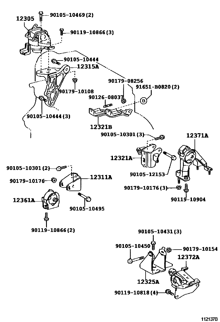Toyota COROLLA Engine Mounting EPC diagram — 112137B