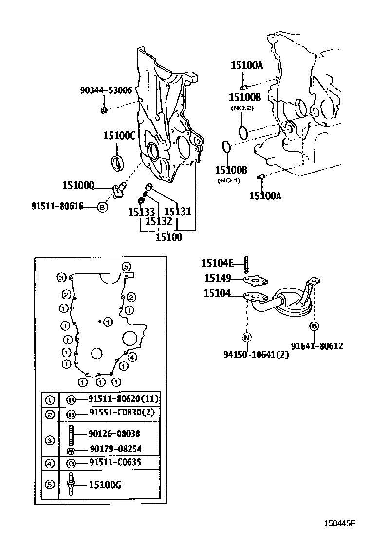 Toyota COROLLA Engine Oil Pump EPC diagram — 150445F