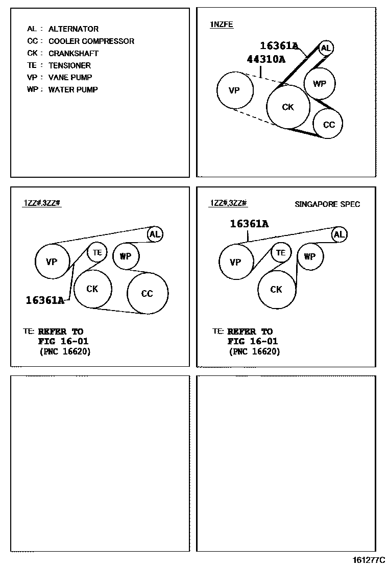Toyota COROLLA V-Belt EPC diagram — 161277C