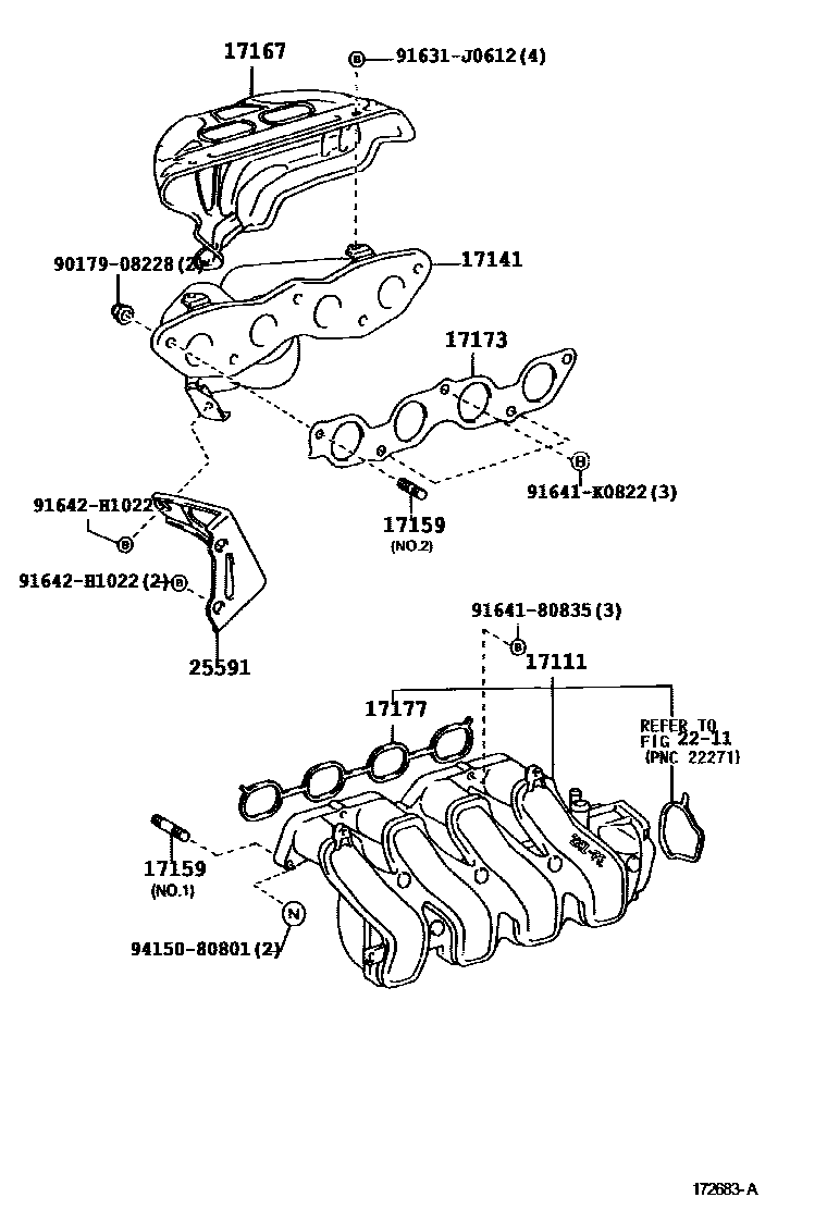 Toyota COROLLA Manifold EPC diagram — 172683A