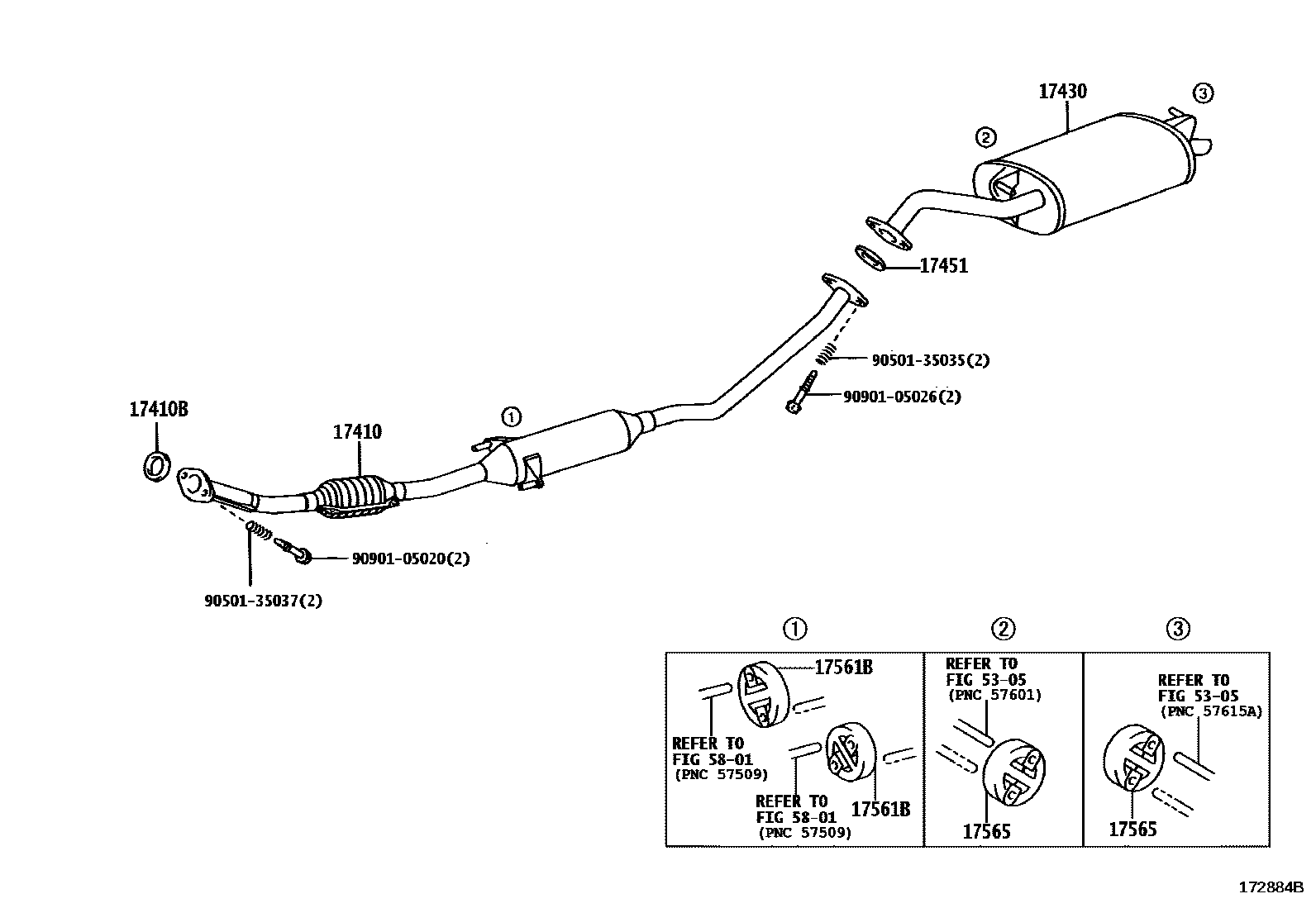 Toyota COROLLA Exhaust Pipe EPC diagram — 172884B