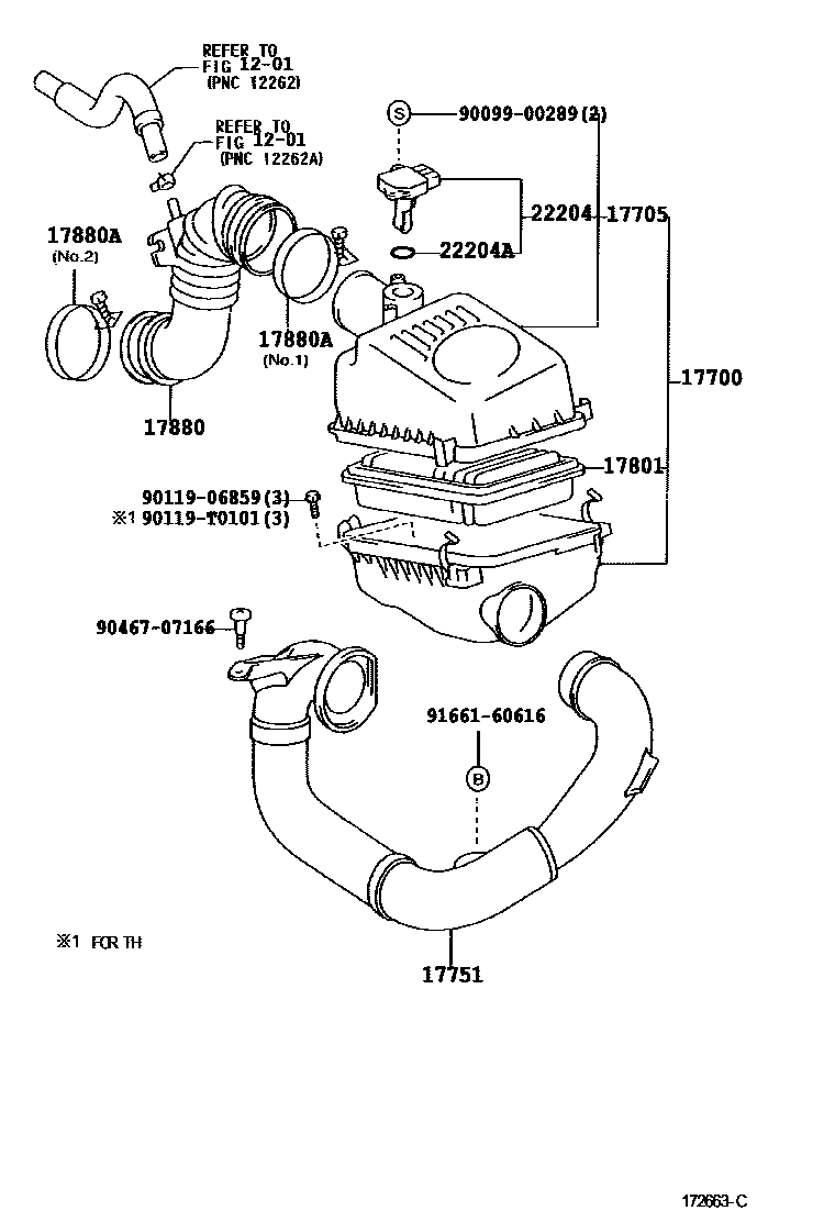 Toyota COROLLA Air Cleaner EPC diagram — 172663C