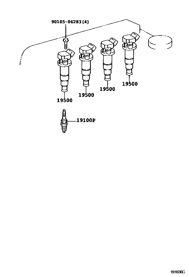 Toyota COROLLA 点火线圈和火花塞 /电热塞 EPC diagram — 191636C