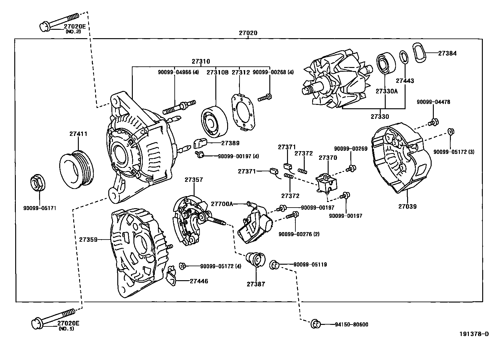 Toyota COROLLA Alternator EPC diagram — 191378D
