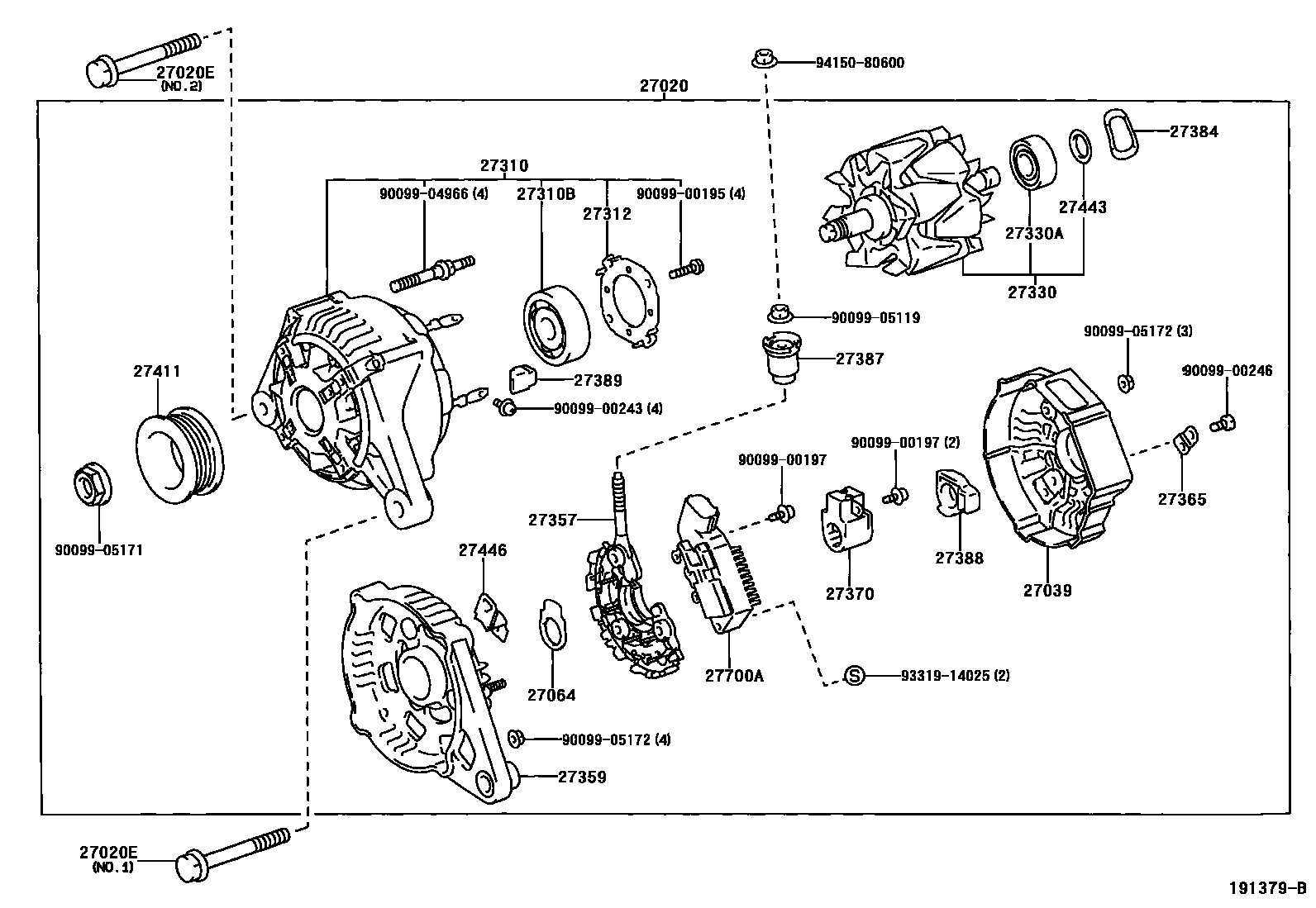 Toyota COROLLA Alternator EPC diagram — 191379B