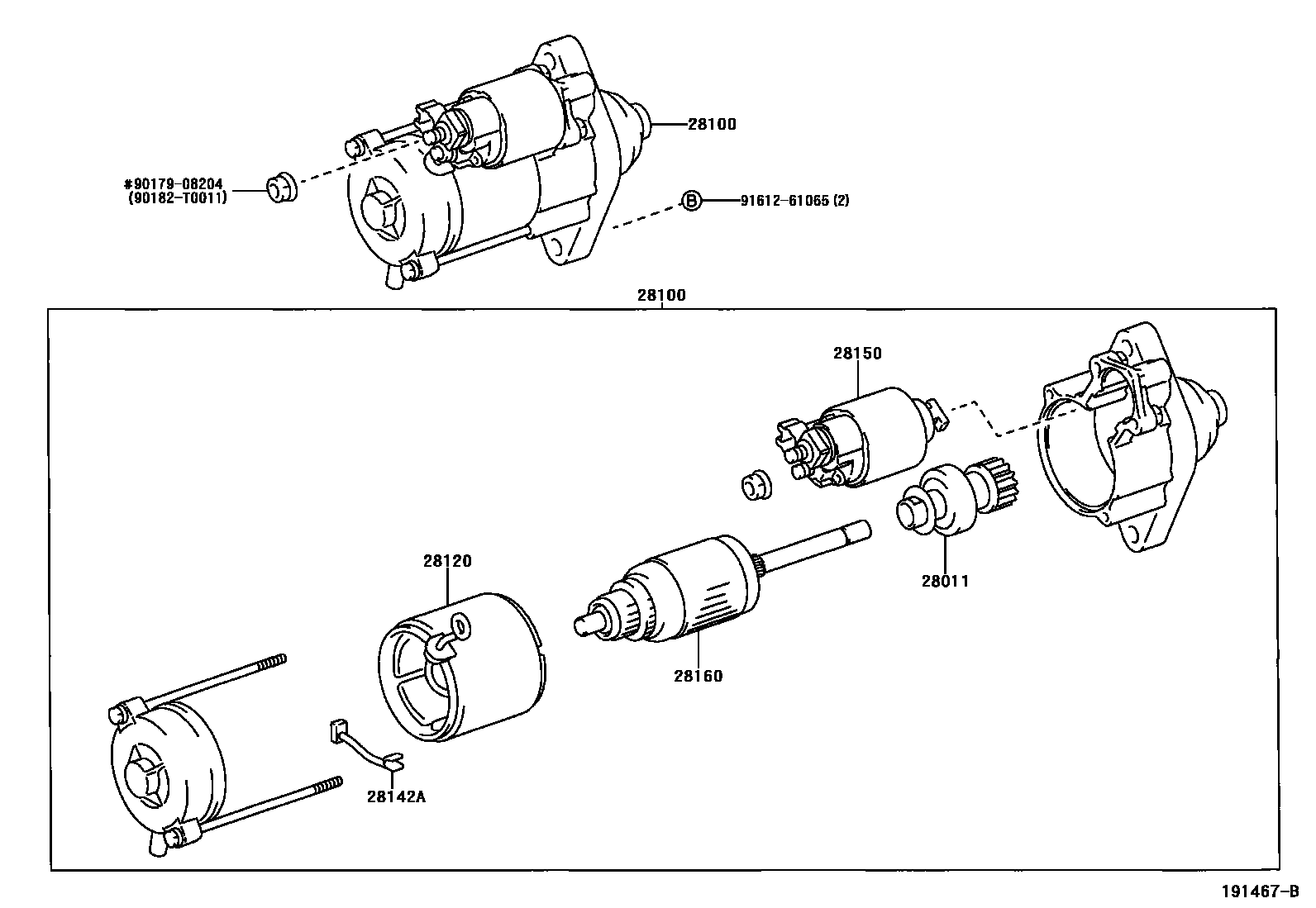 Toyota COROLLA 起动机 EPC diagram — 191467B