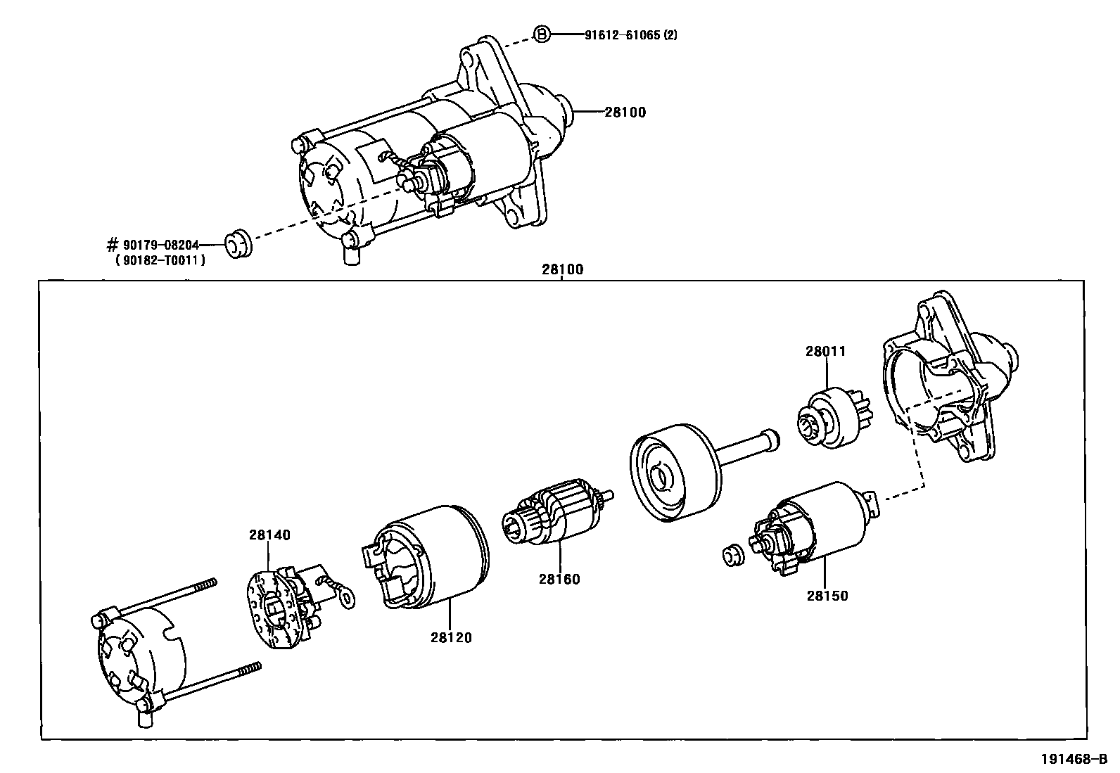 Toyota COROLLA 起动机 EPC diagram — 191468B