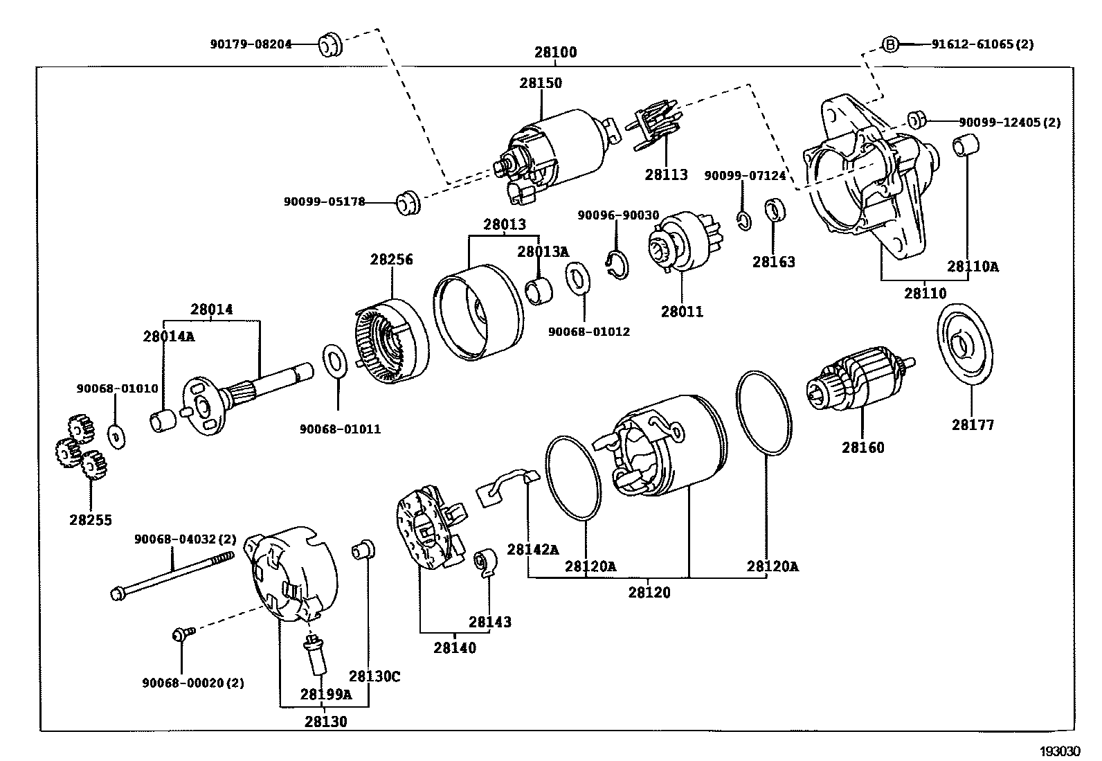 Toyota COROLLA 起动机 EPC diagram — 193030