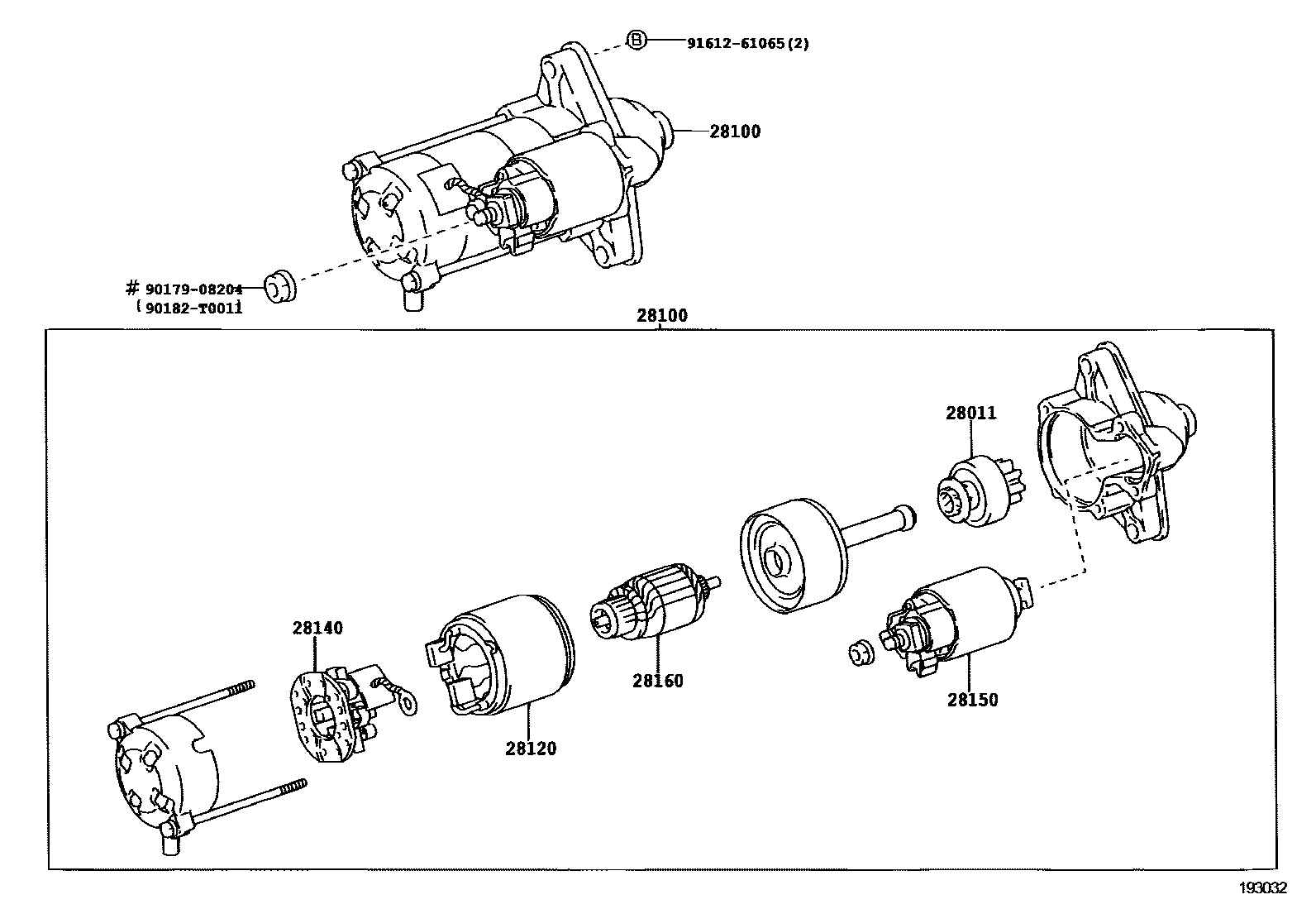 Toyota COROLLA 起动机 EPC diagram — 193032