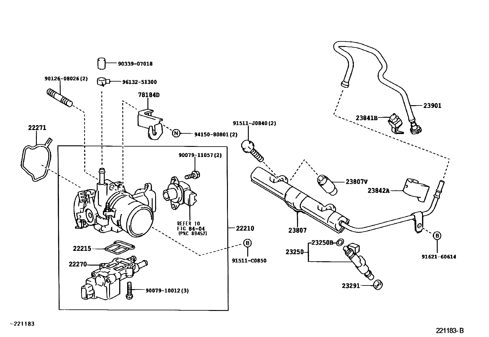 Toyota COROLLA 燃油喷射系统 EPC diagram — 221183B
