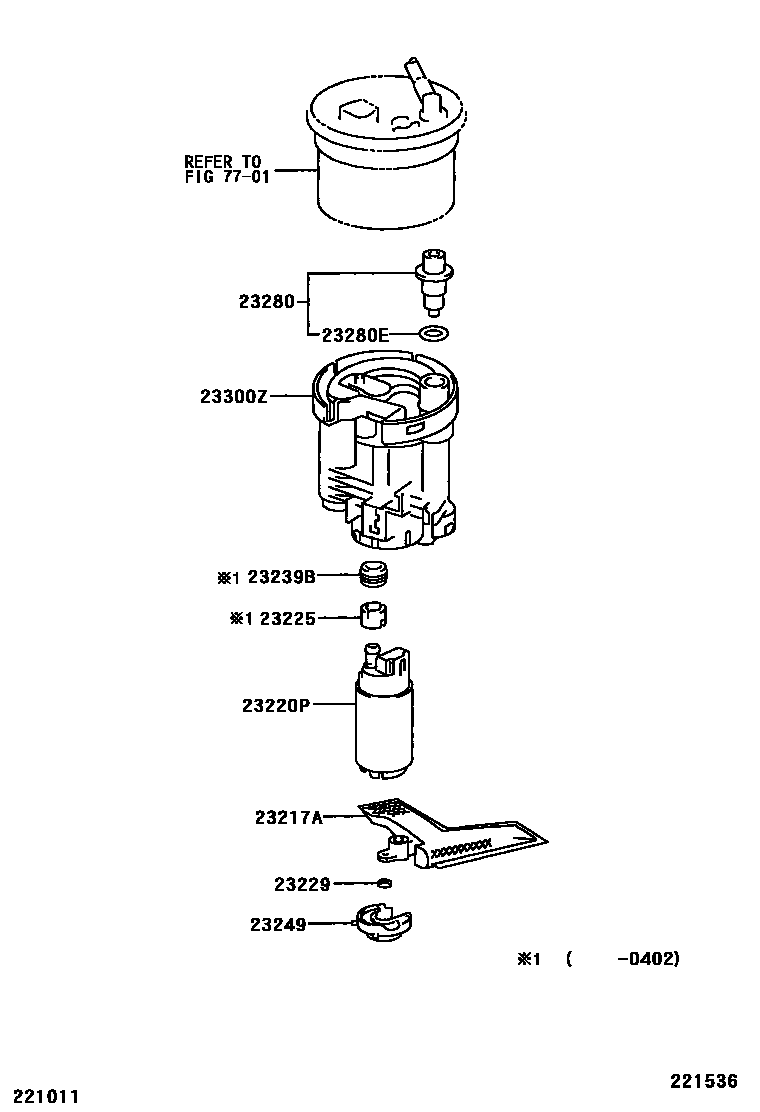Toyota COROLLA 燃油喷射系统 EPC diagram — 221536