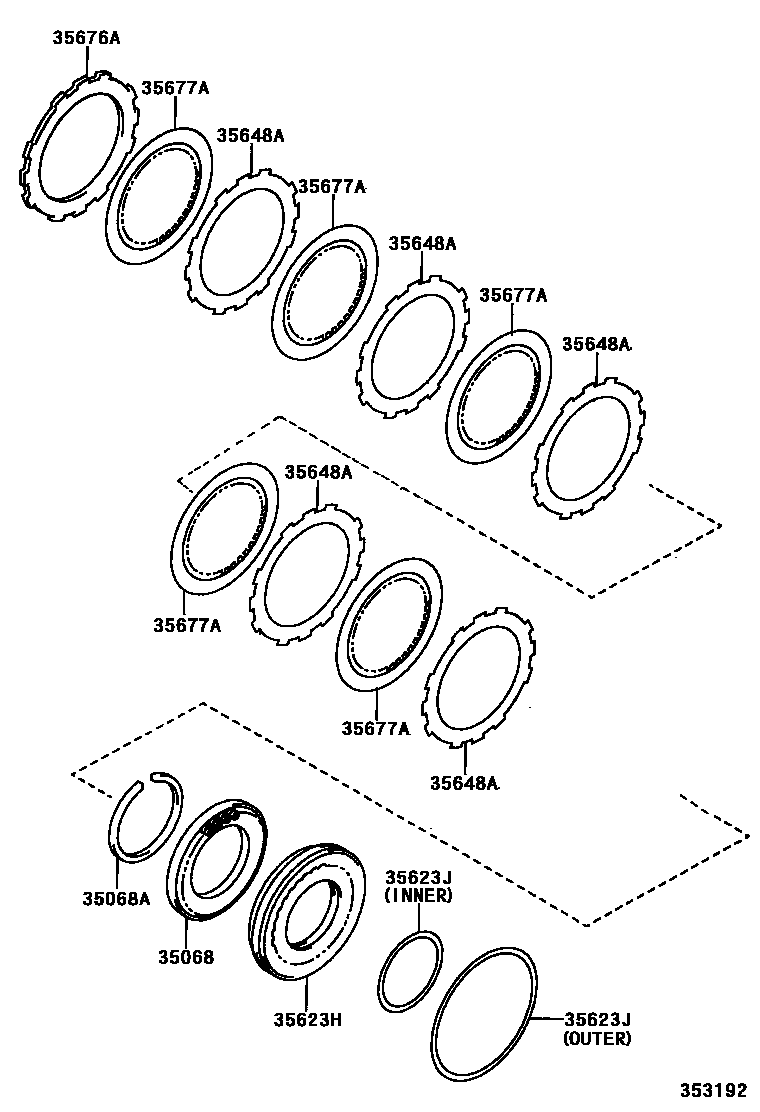 Toyota COROLLA 3号制动器、一档和倒档制动器(ATM) EPC diagram — 353192