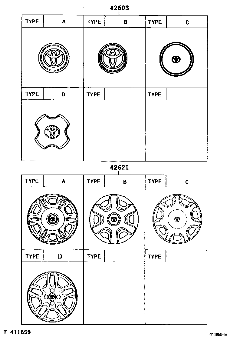 Toyota COROLLA 车轮和车轮盖 EPC diagram — 411859E