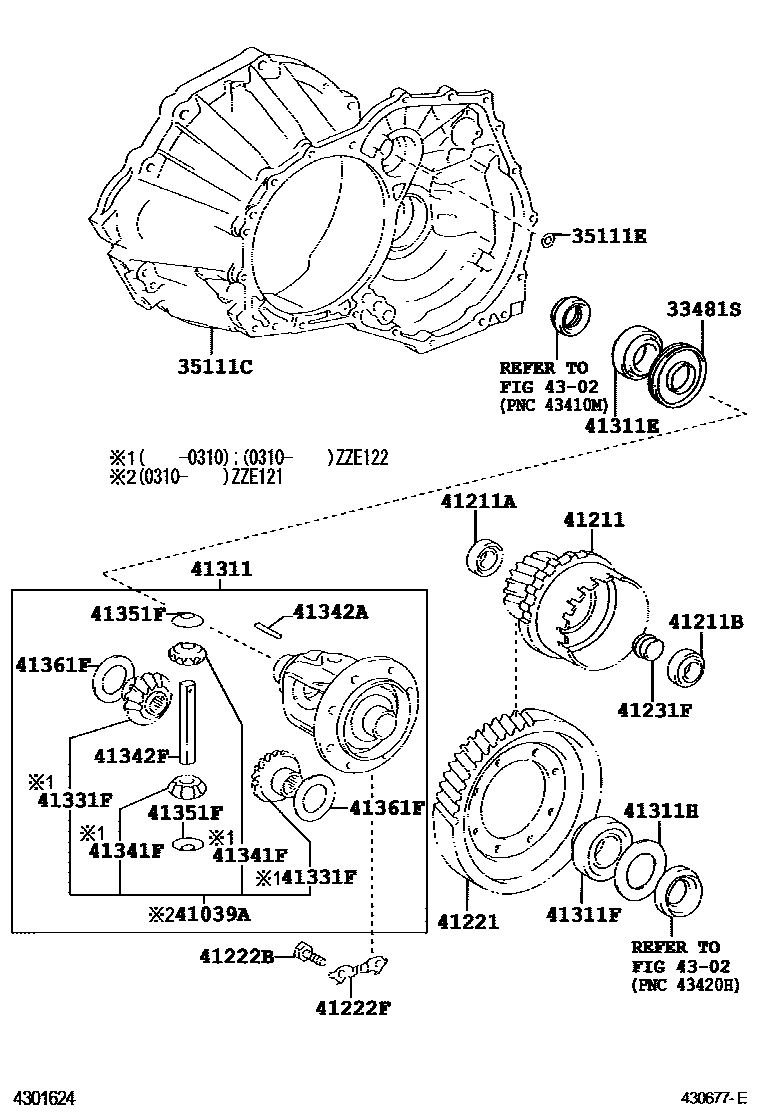 Toyota COROLLA 前桥壳和差速器 EPC diagram — 430677E