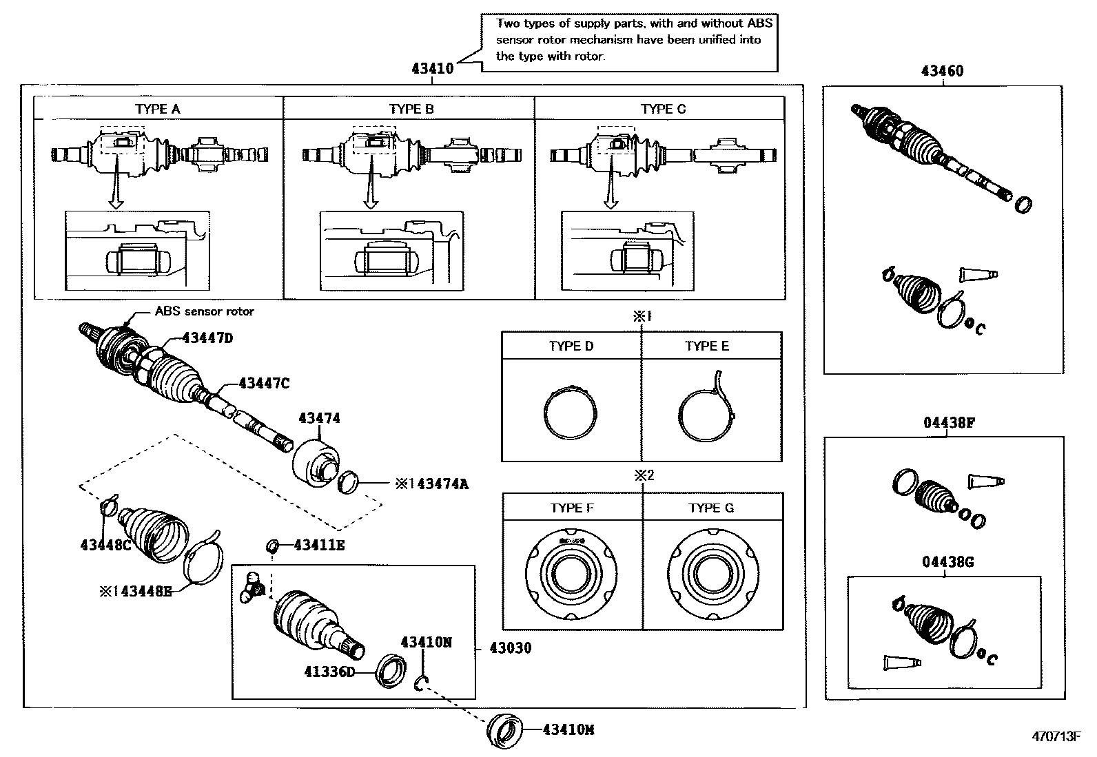 Toyota COROLLA Front Drive Shaft EPC diagram — 430713F