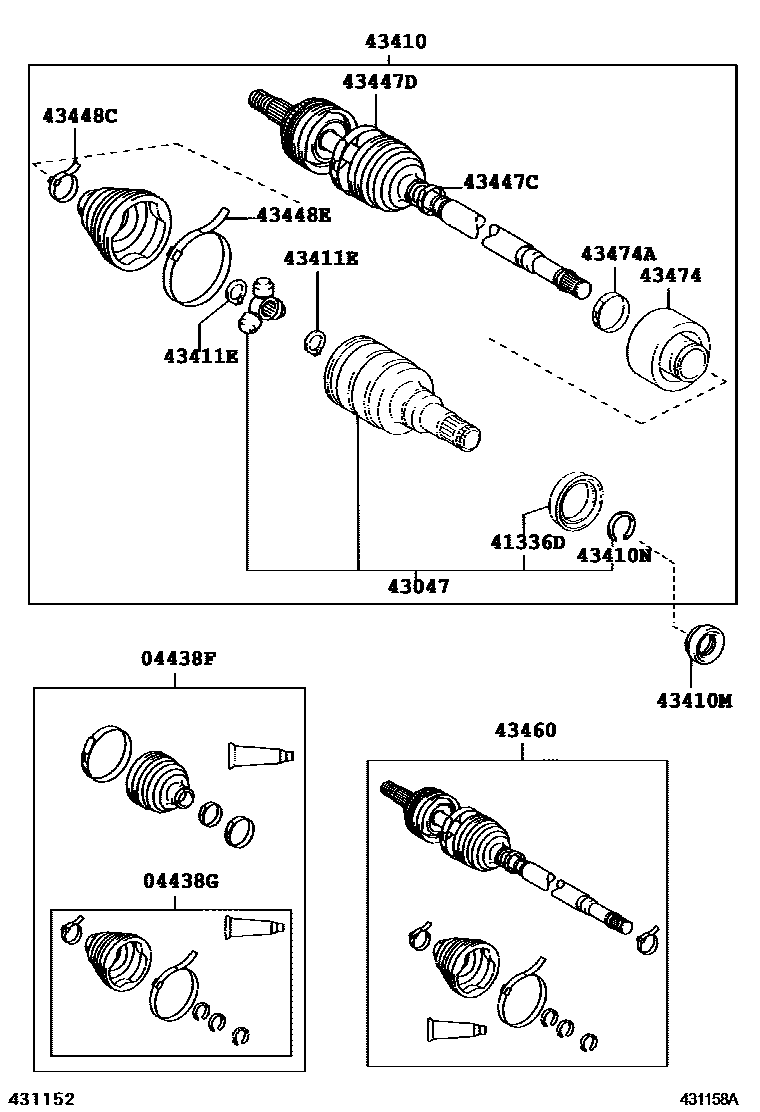 Toyota COROLLA Front Drive Shaft EPC diagram — 431158A