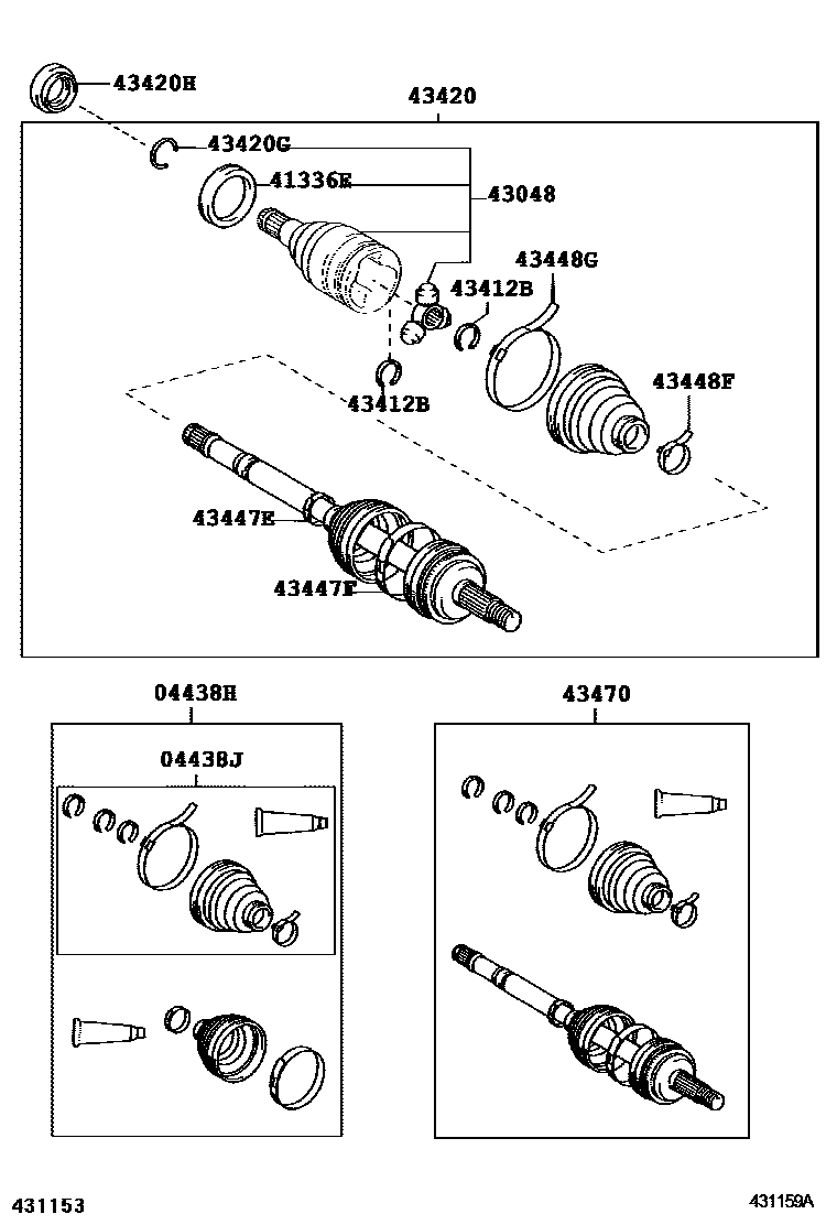 Toyota COROLLA Front Drive Shaft EPC diagram — 431159A