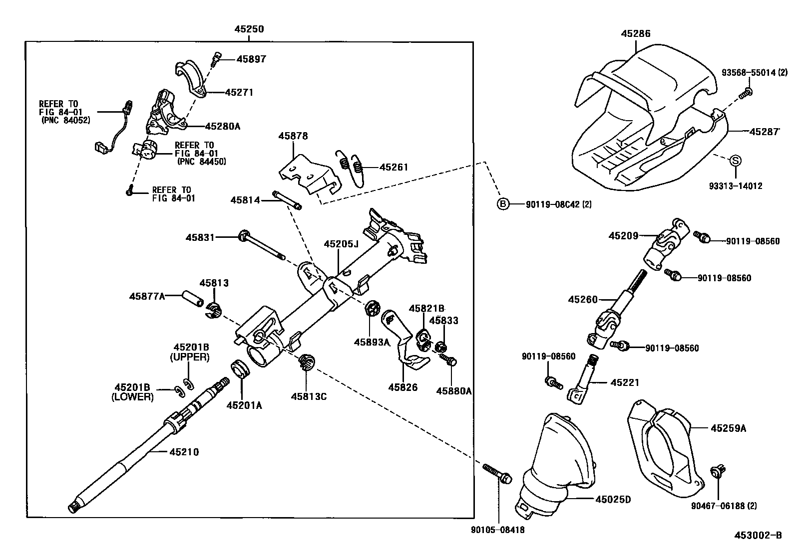 Toyota COROLLA Steering Column & Shaft EPC diagram — 453002B