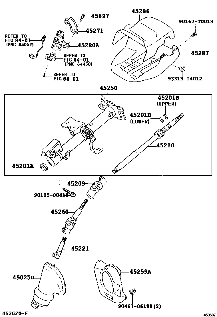 Toyota COROLLA Steering Column & Shaft EPC diagram — 453687A