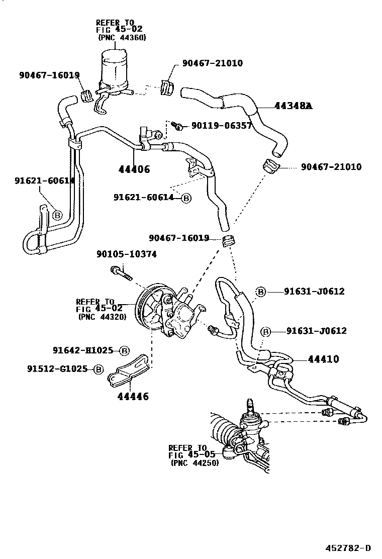 Toyota COROLLA 动力转向配管 EPC diagram — 452782D