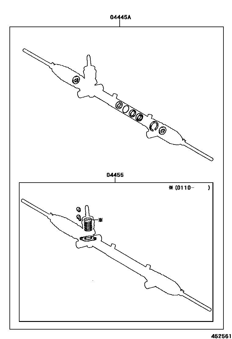 Toyota COROLLA 前转向齿轮和连杆 EPC diagram — 452561