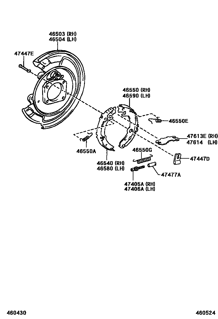 Toyota COROLLA Parking Brake & Cable EPC diagram — 460524