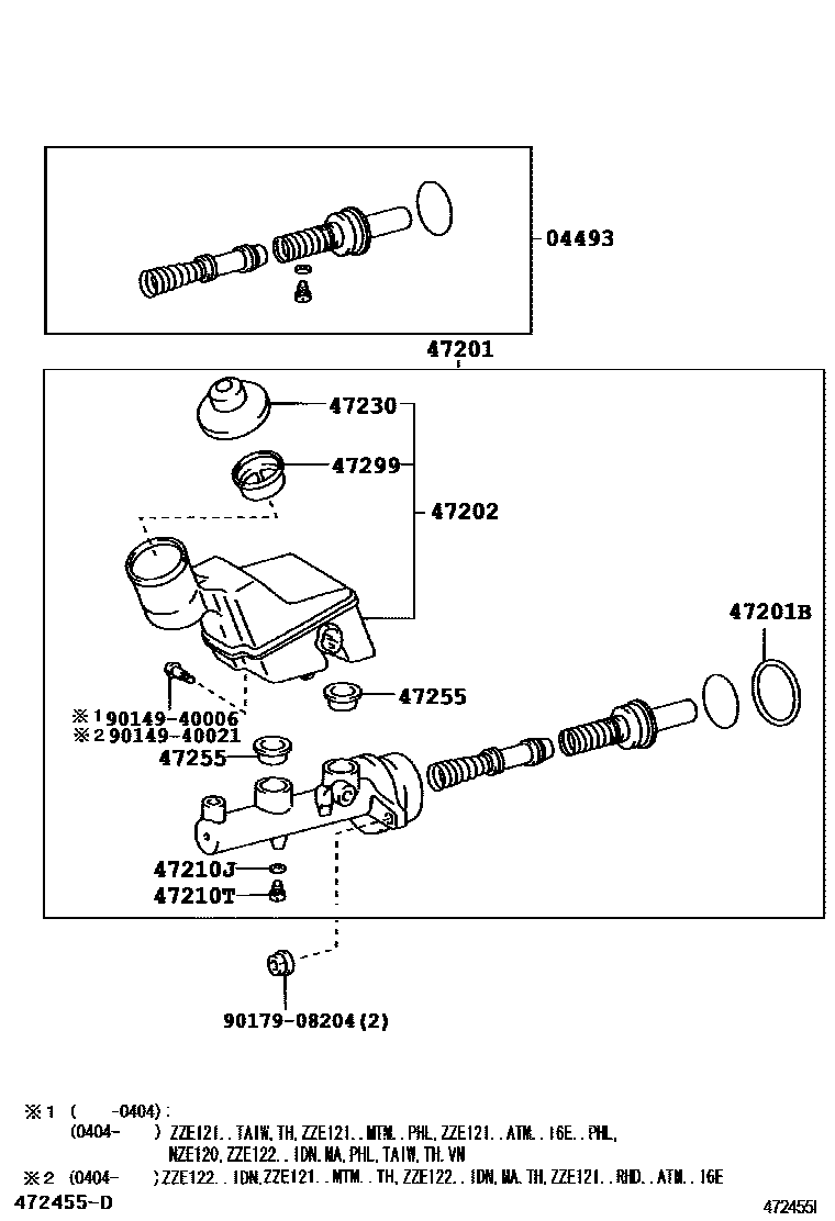 Toyota COROLLA 制动总泵 EPC diagram — 472455I