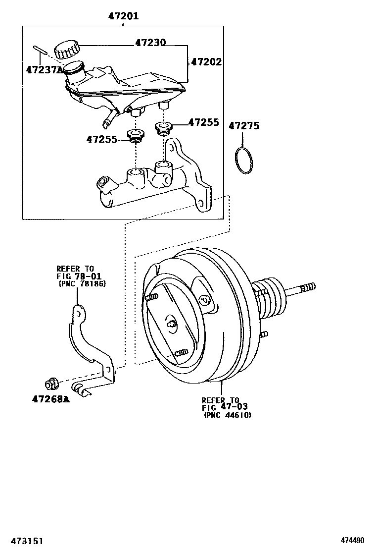 Toyota COROLLA 制动总泵 EPC diagram — 474490
