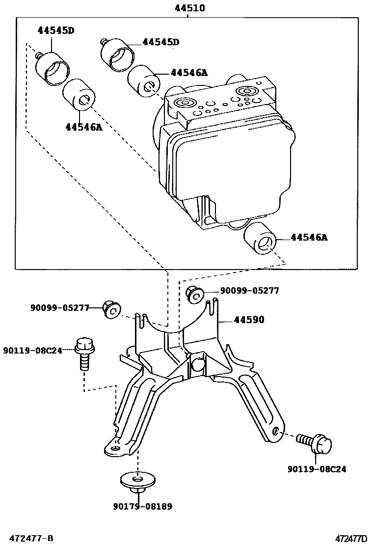 Toyota COROLLA 制动配管和卡箍 EPC diagram — 472477D