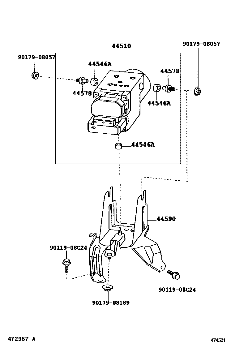 Toyota COROLLA 制动配管和卡箍 EPC diagram — 474501