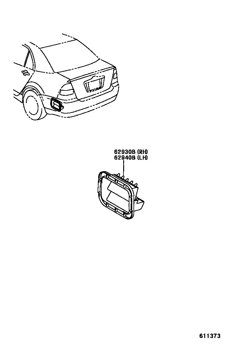 Toyota COROLLA 车侧通风装置 EPC diagram — 611373