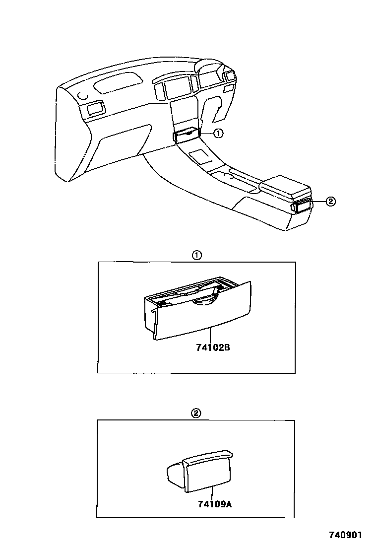 Toyota COROLLA 烟灰盒 EPC diagram — 740901
