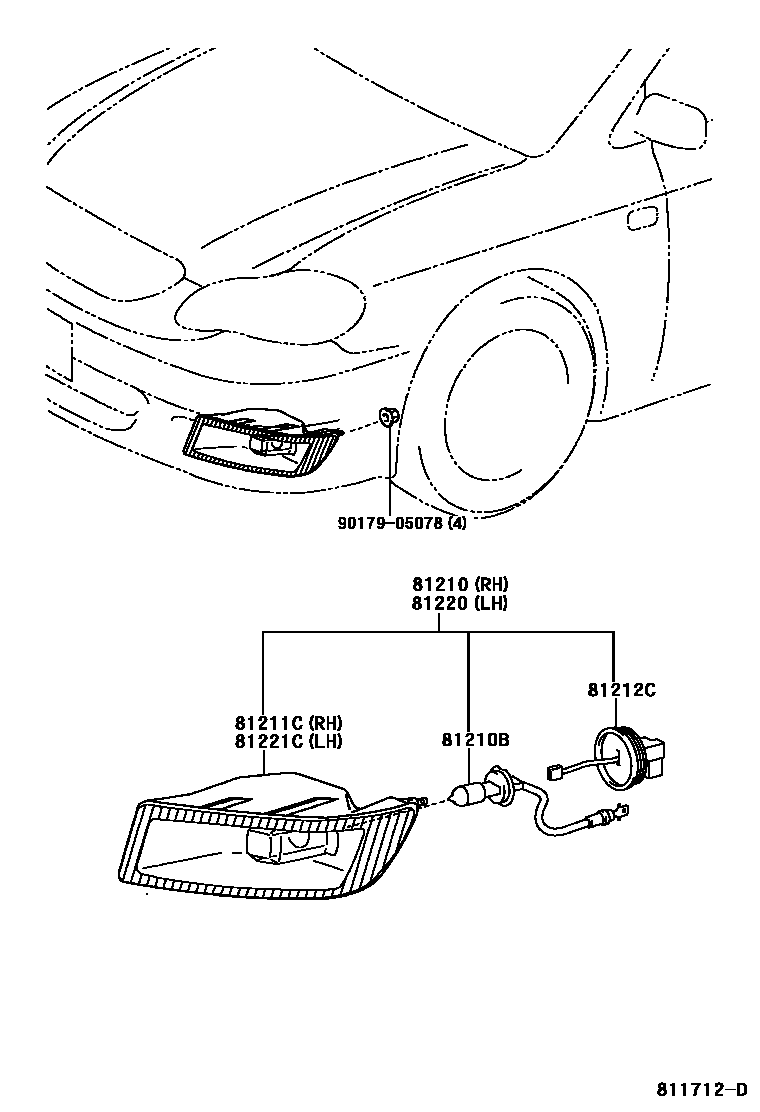 Toyota COROLLA Fog Lamp EPC diagram — 811712D